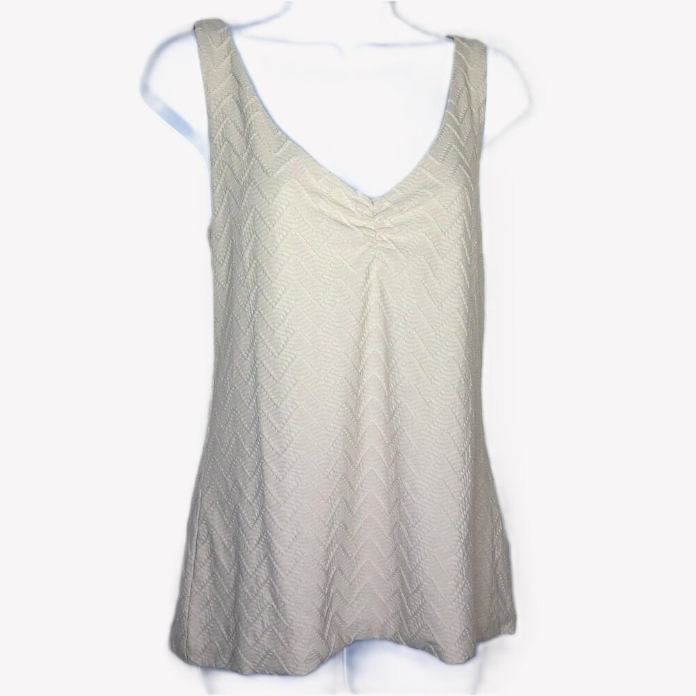 New White House Black Market Cami Top Nude Beige V Neck Stretch Sleeveless NWT L